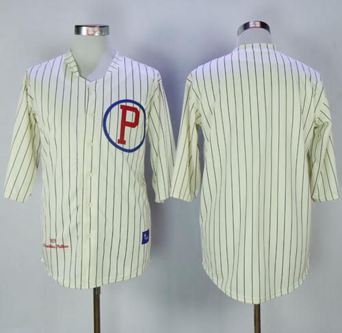 Mitchell And Ness 1921 Phillies Blank Cream Strip Throwback Stitched MLB Jersey